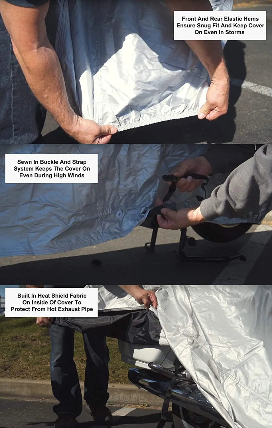 Motorcycle Cover with Reinforced Securing Straps and Storage Bag F65257