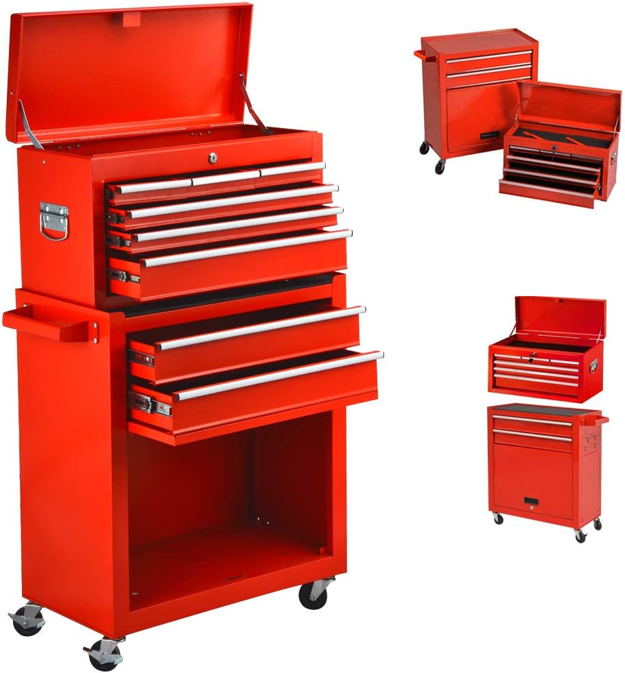 5 Drawer Rolling Tool Chest with Lock and Wheels X5682