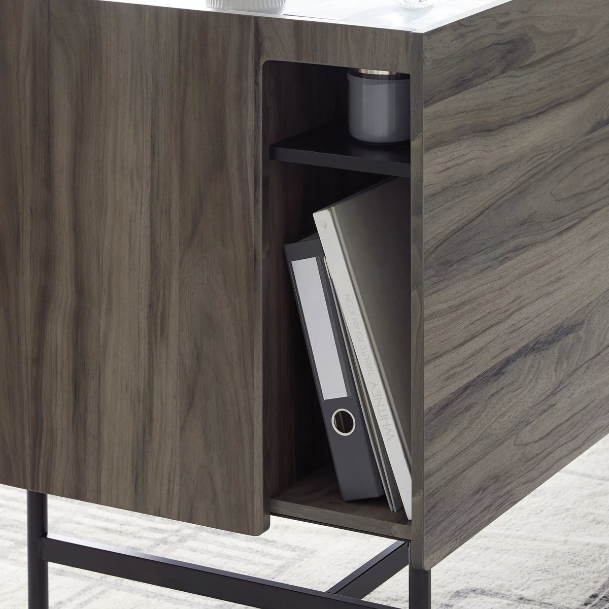Jet Acacia Finish Double Pedestal Home Office Desk with Storage A70566