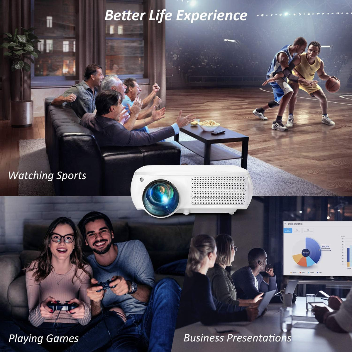 White 1080P LCD Projector F97112