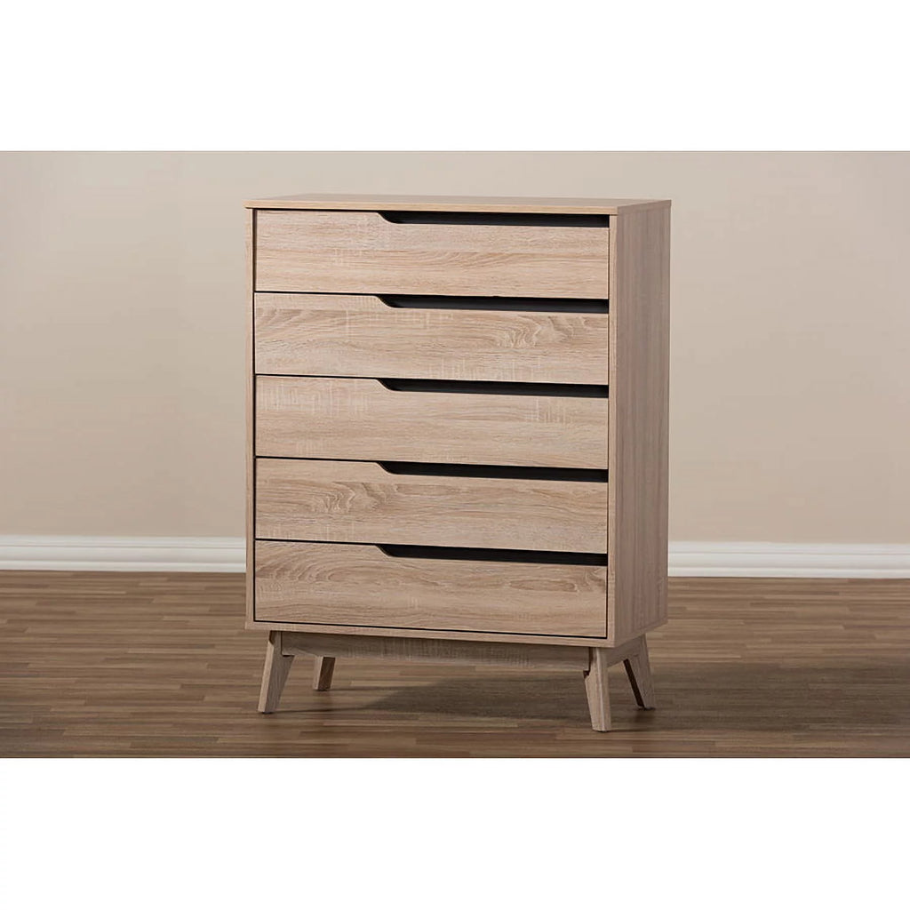 Oak and Grey Wood 5-Drawer Chest U46739
