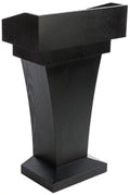 Black MDF Wood Grain Lectern with Drawer and Storage E14419