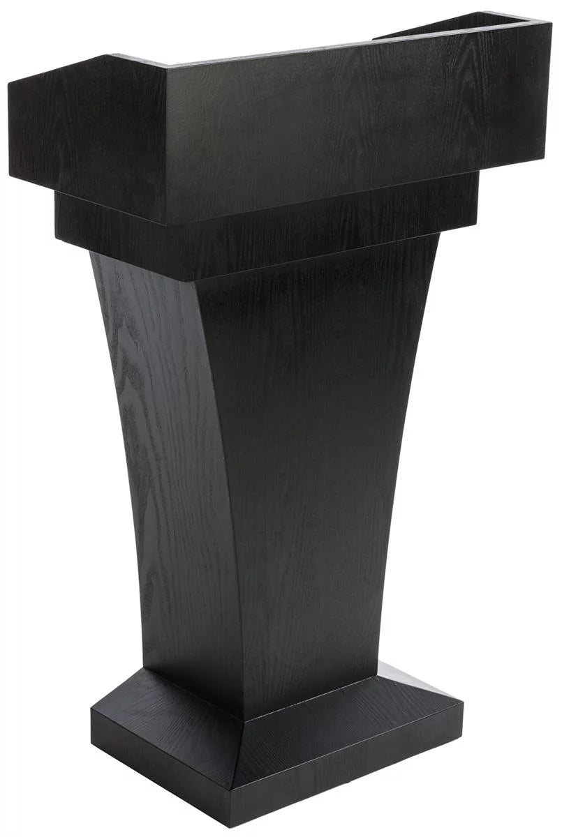Black MDF Wood Grain Lectern with Drawer and Storage E14419