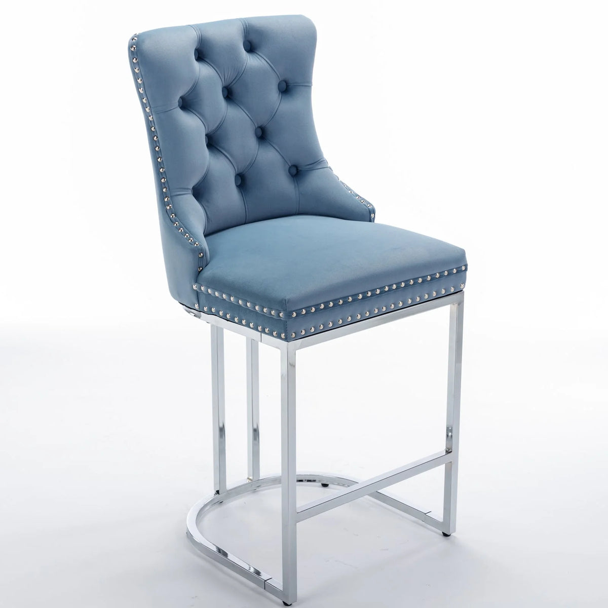 Light Blue Counter Height Bar Stools Set of 2 V8079