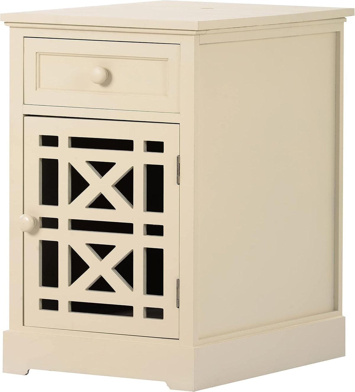 Navy Blue Antique End Table with Drawer and Storage Cabinet I657