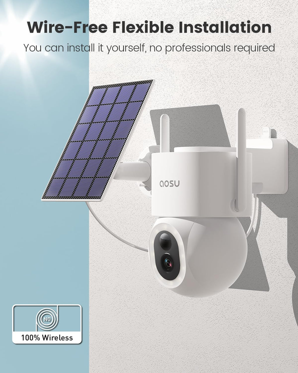 3K/5MP Solar Powered Wireless Security Camera with Color Night Vision T46278