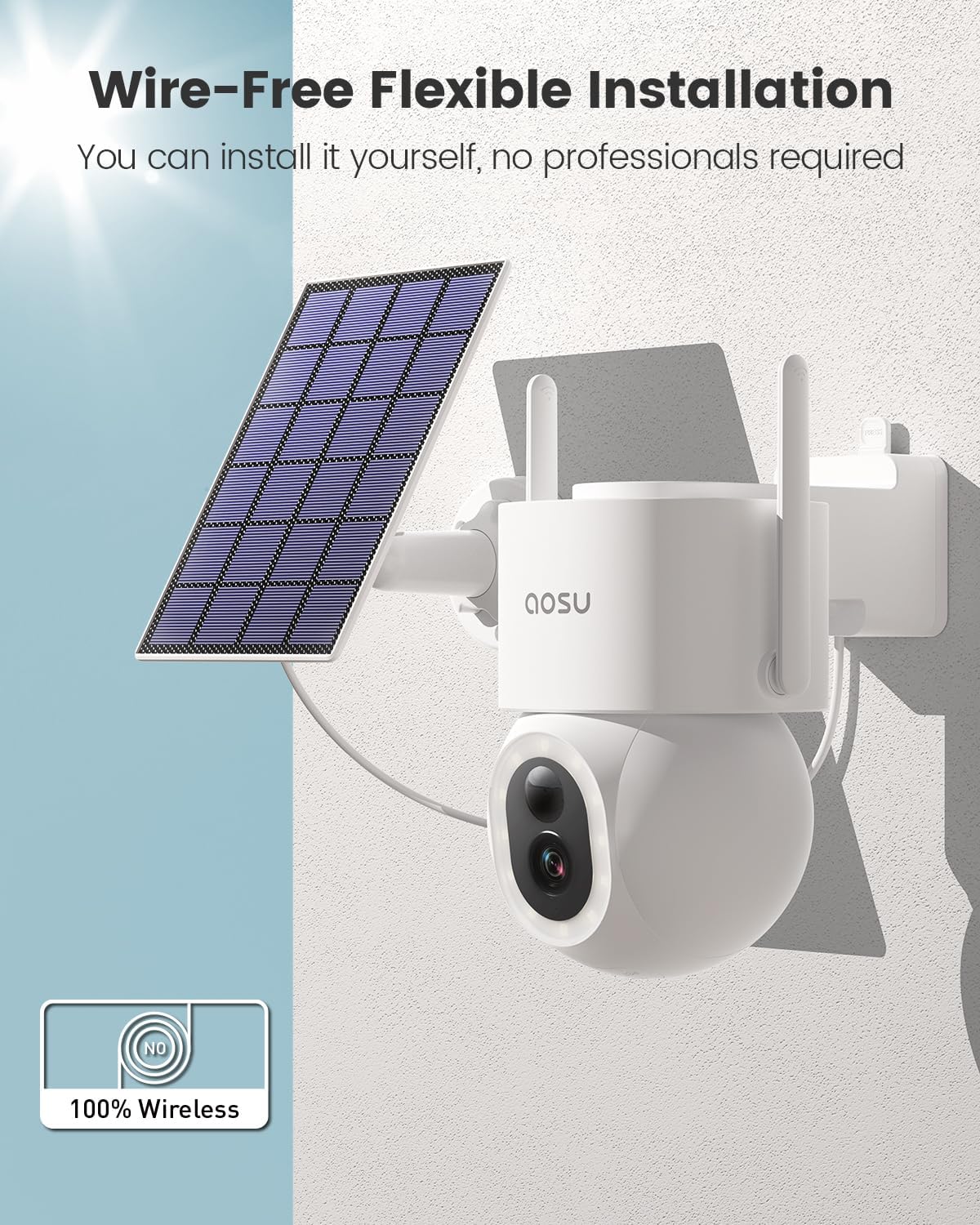 3K/5MP Solar Powered Wireless Security Camera with Color Night Vision T46278