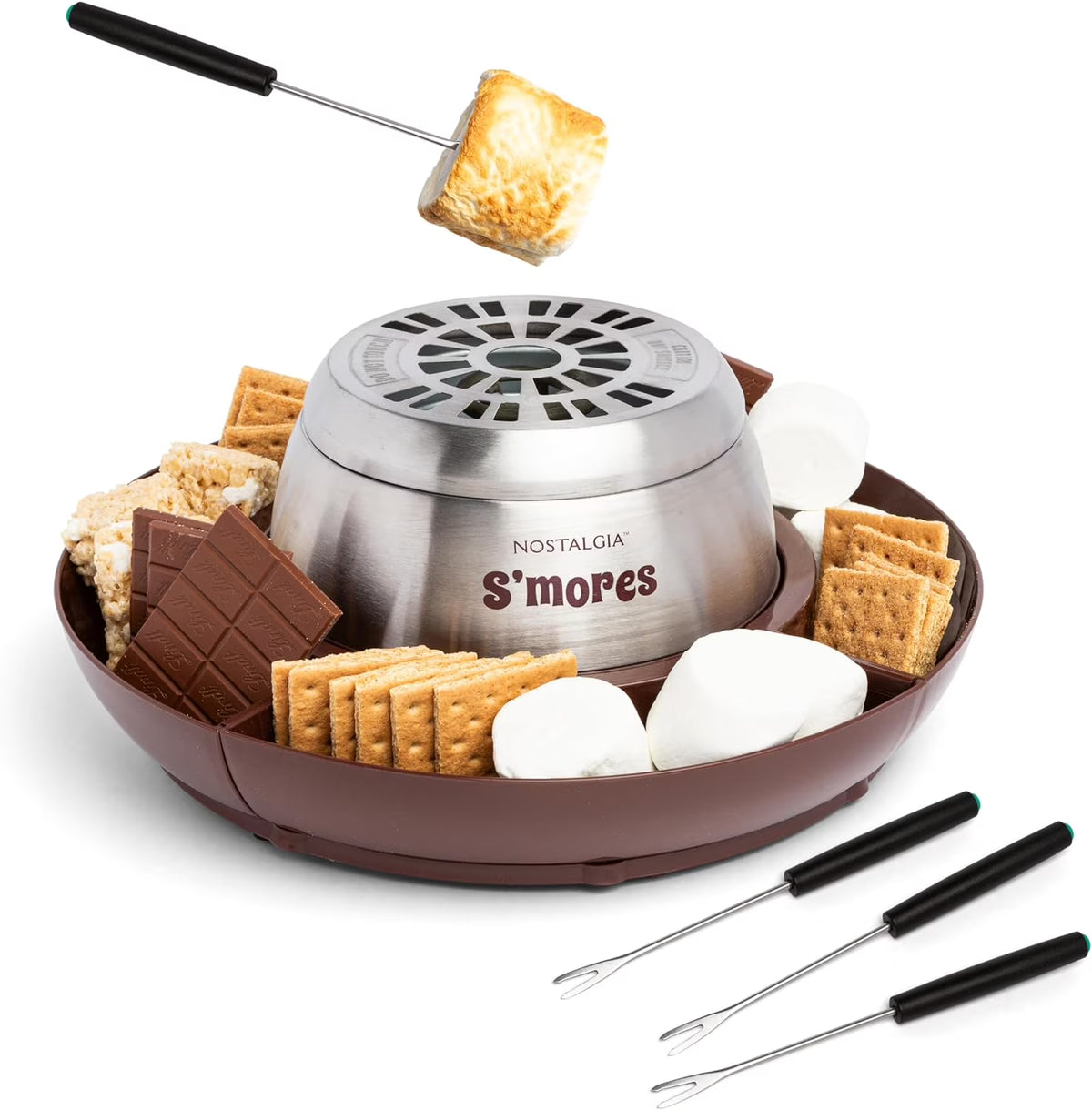 Brown Electric Smores Maker with 4 Roasting Forks I63848
