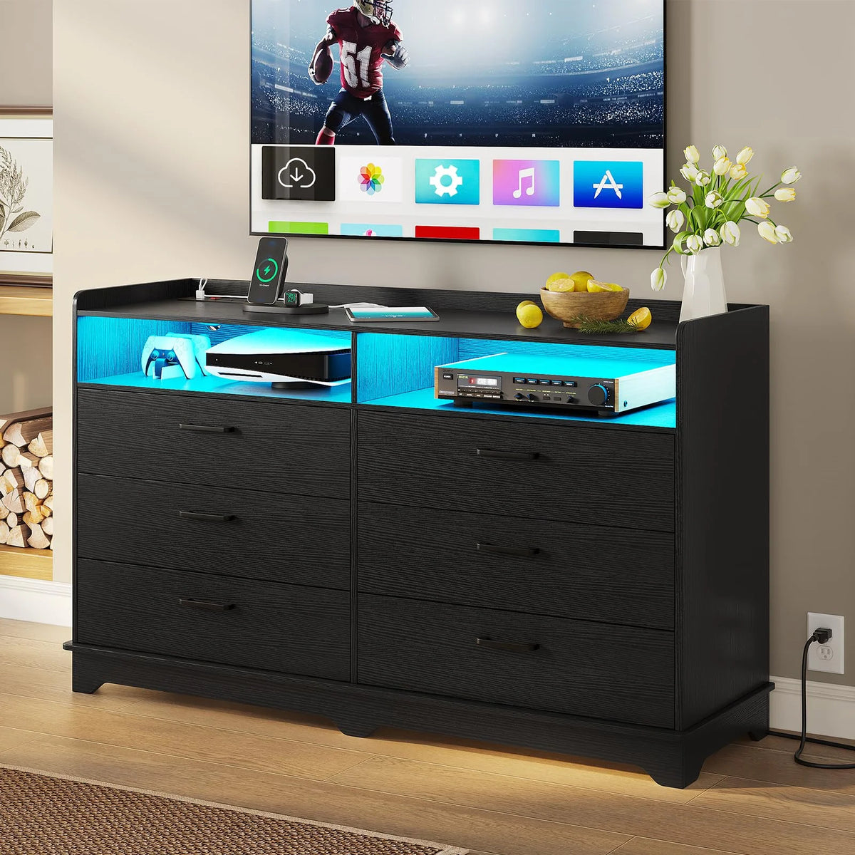Black 6 Drawer Dresser H4833
