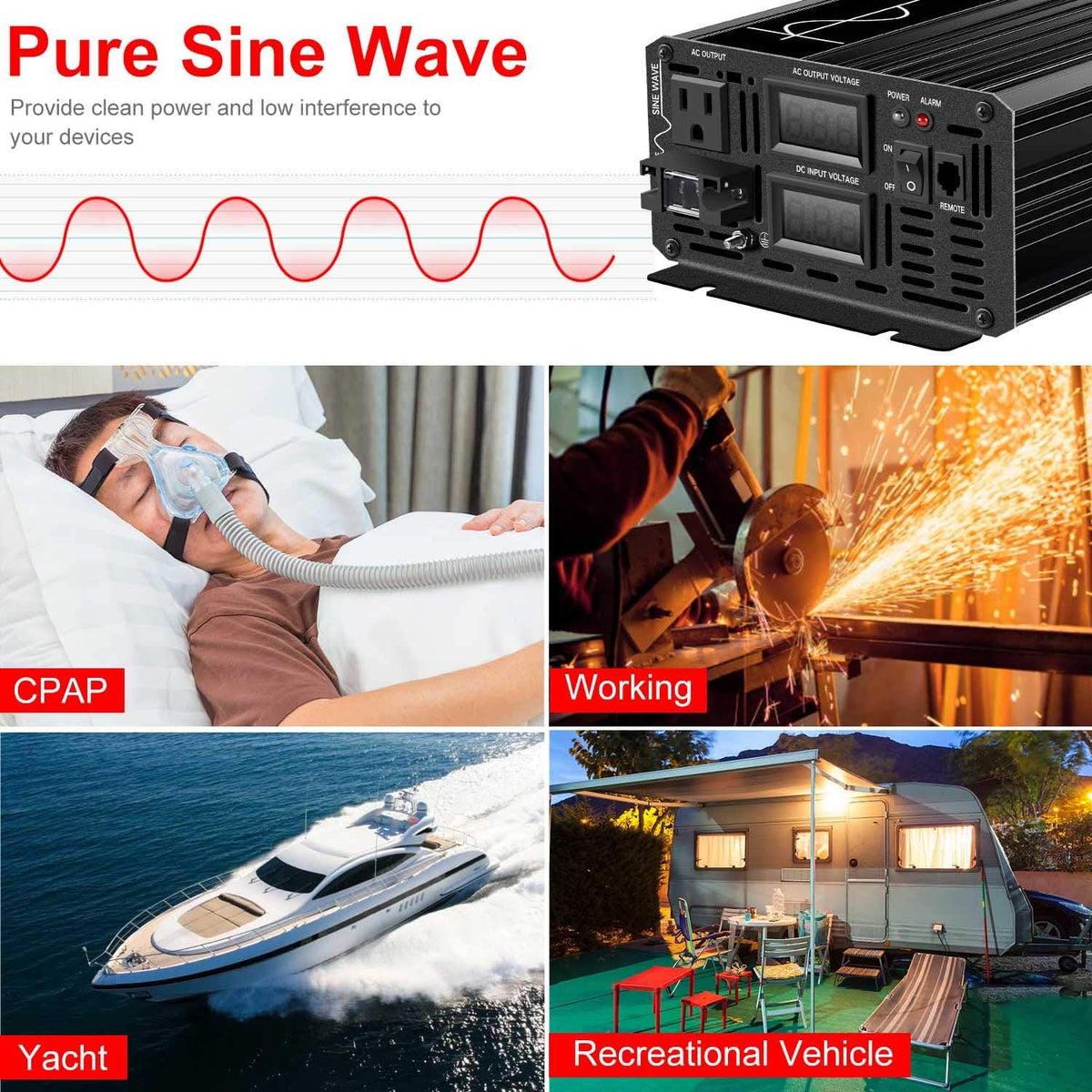 3000W DC 48V to 110V 120V AC 60Hz Pure Sine Wave Solar Inverter L216