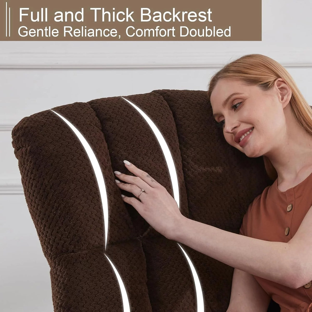 Oversized Dark Brown Manual Rocking Recliner Chair H99773