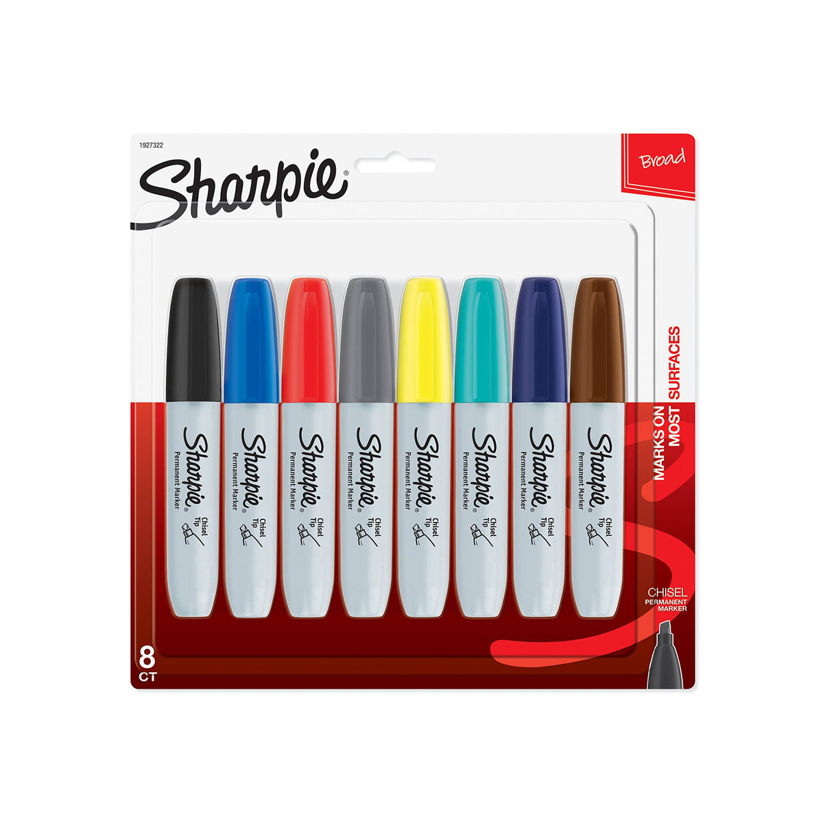 Permanent Marker, Chisel Tip, Assorted, 8/Pack K205398