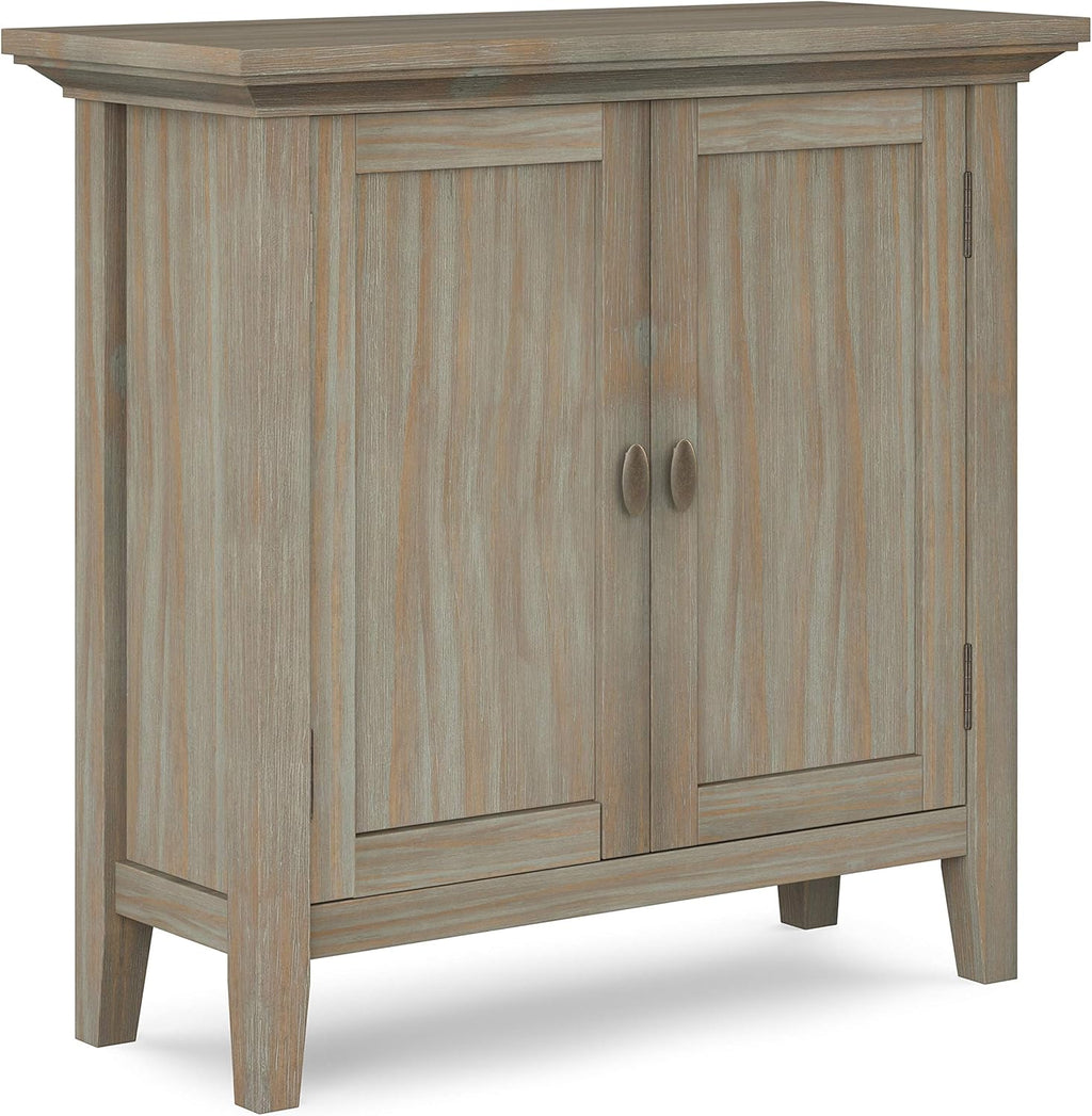 Distressed Grey Solid Wood Low Storage Cabinet D9536