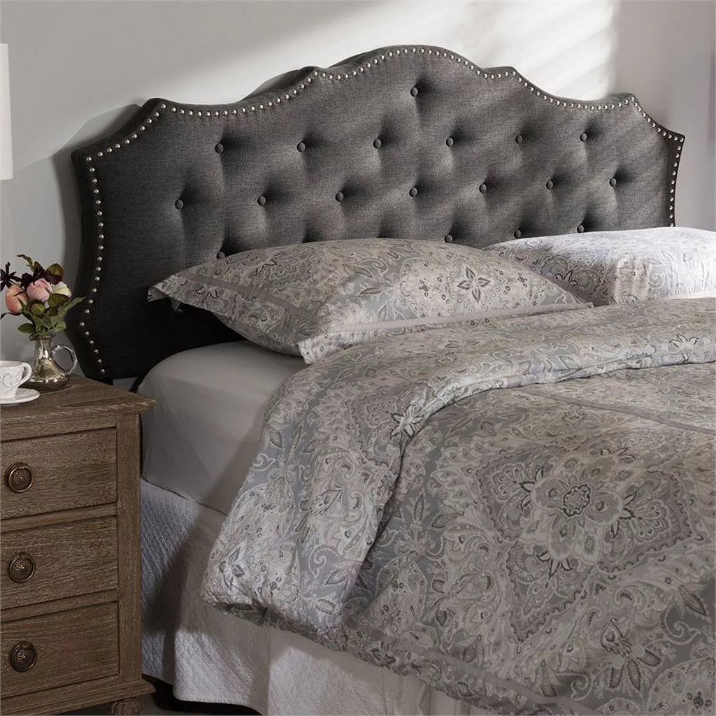 Gray Tufted Fabric King Panel Headboard V241