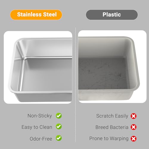 XL Stainless Steel Metal Litter Box with High Wall Sides and Lid B5784