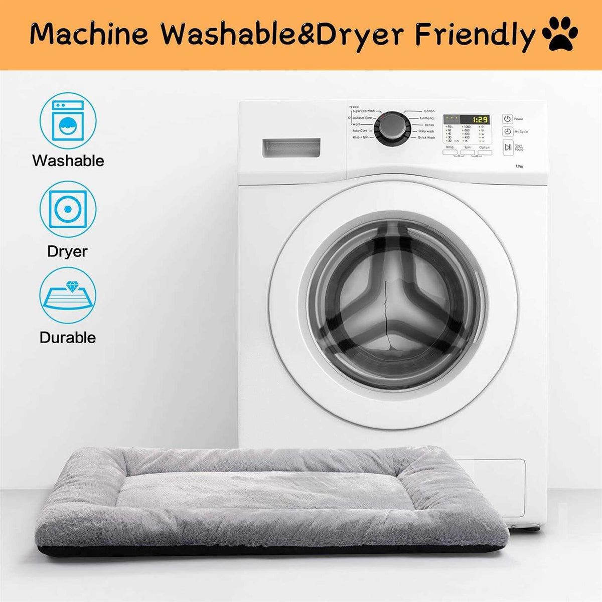 Dog Crate Bed Washable Anti-Slip Kennel Pad F54638