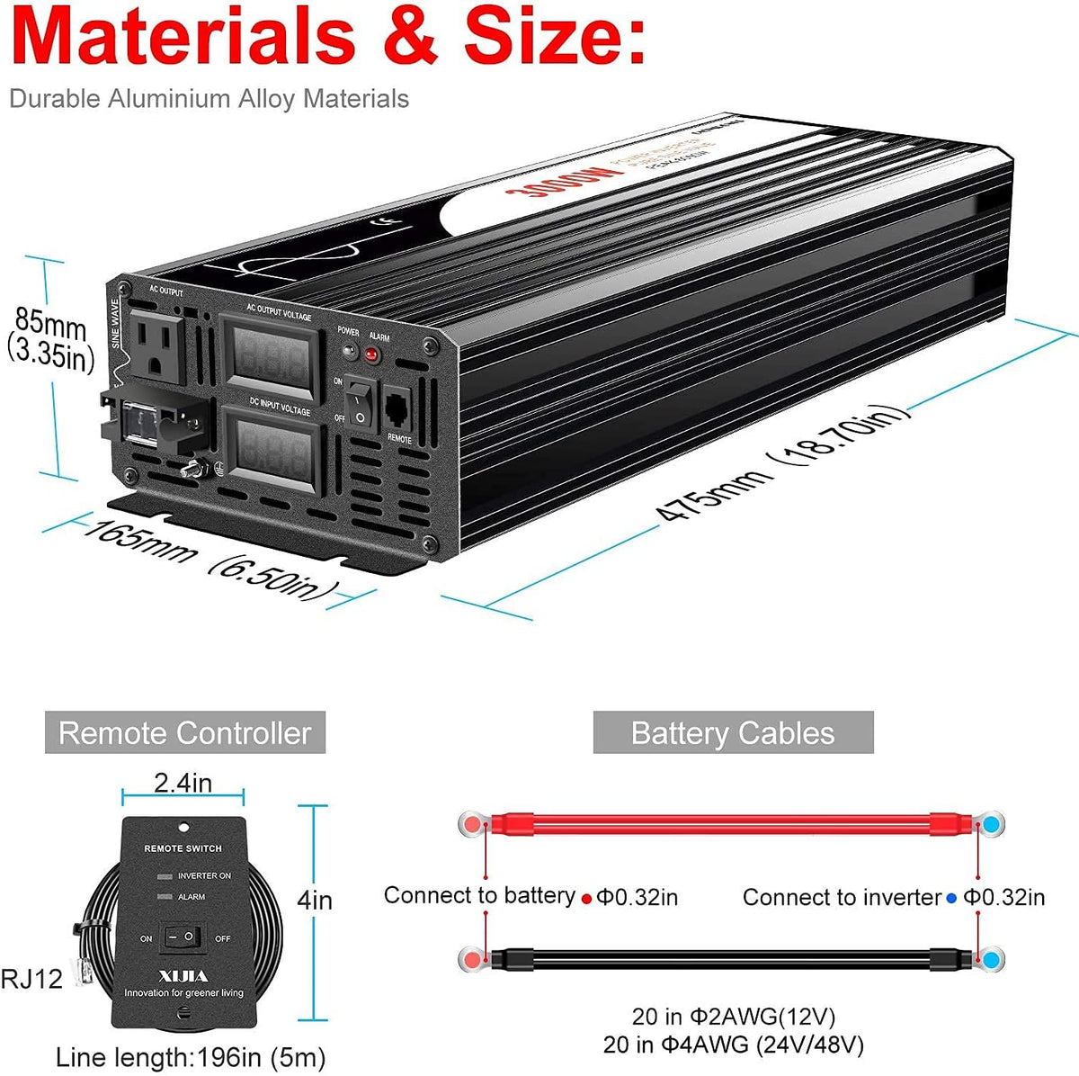 3000W DC 48V to 110V 120V AC 60Hz Pure Sine Wave Solar Inverter L216