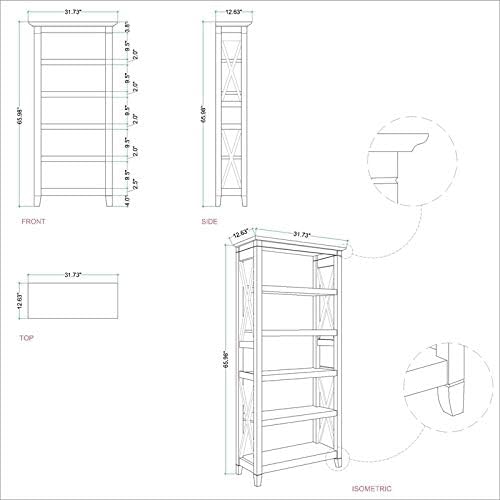 Washed Gray 5 Shelf Bookcase Y57657