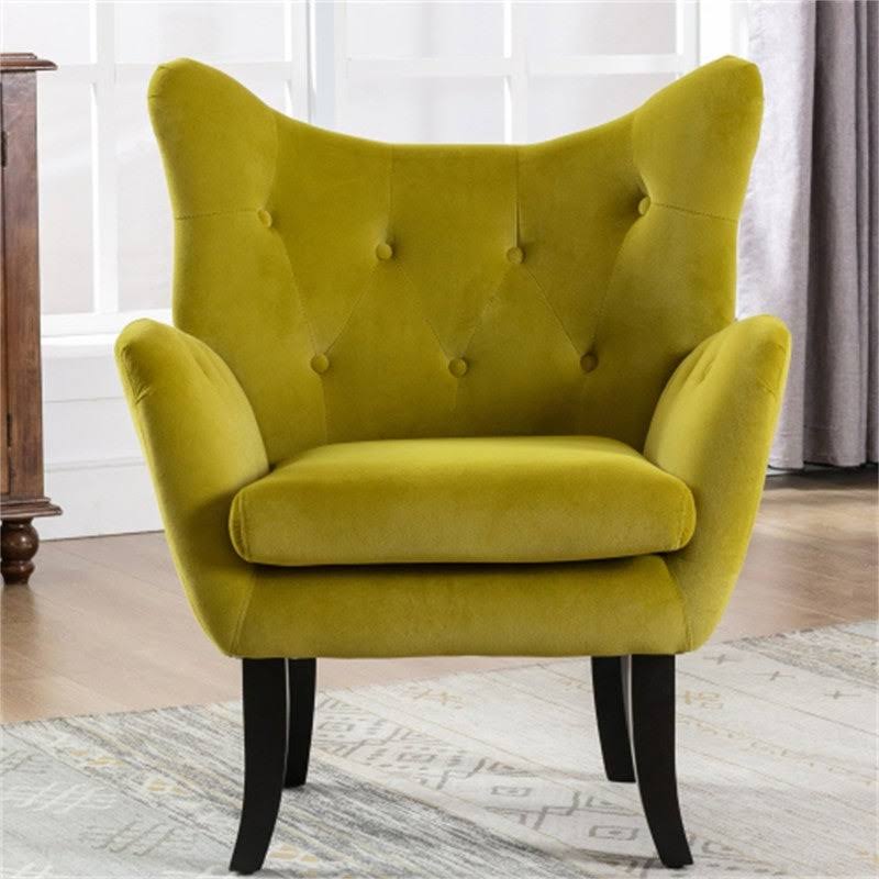 Velvet Accent Chair Armchair with Wooden Legs J291
