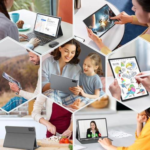 10 inch Android 14 Tablet with Keyboard, 16GB RAM 128GB ROM, Black V865960