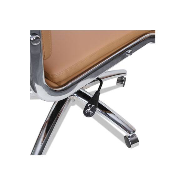 Mid-Back Slim Profile Chair Camel Soft Leather Chrome B294367