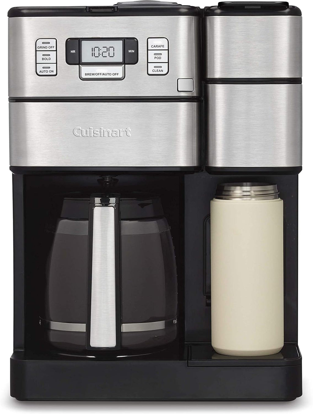 Black/Silver Coffee Center with Built-in Coffee Grinder, Coffeemaker and Single-serve Brewer I96383