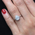 Pear Shape Moissanite Solitaire Engagement Ring, 18K White Gold Plated / 925 Sterling Silver Ring J402