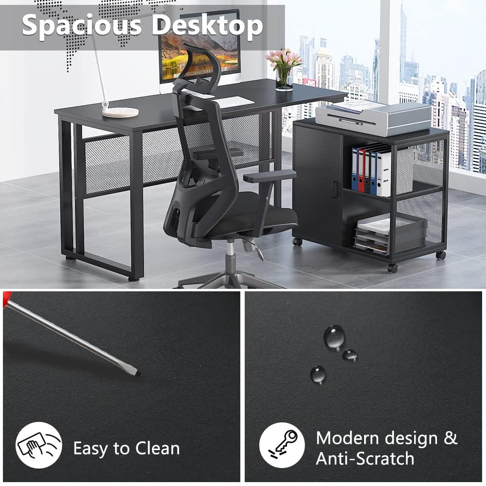 L-Shaped Computer Desk with File Cabinet K519708