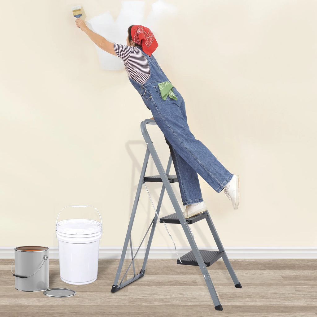 Folding 3-Step Steel Ladder with Handgrip Q5410