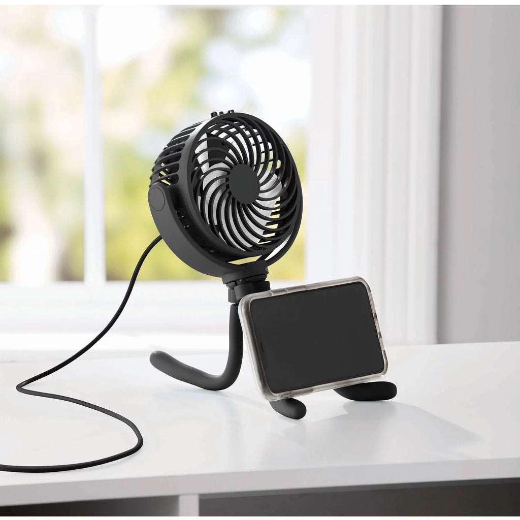Portable Rechargeable Fan with Flexible Tripod, Black M317