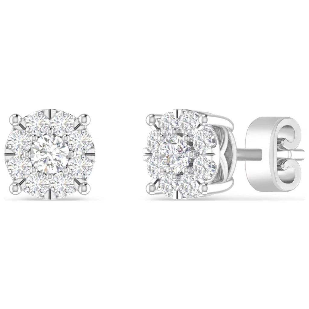 10K White Gold Diamond Cluster Stud Earrings K2370