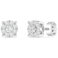 10K White Gold Diamond Cluster Stud Earrings K2370