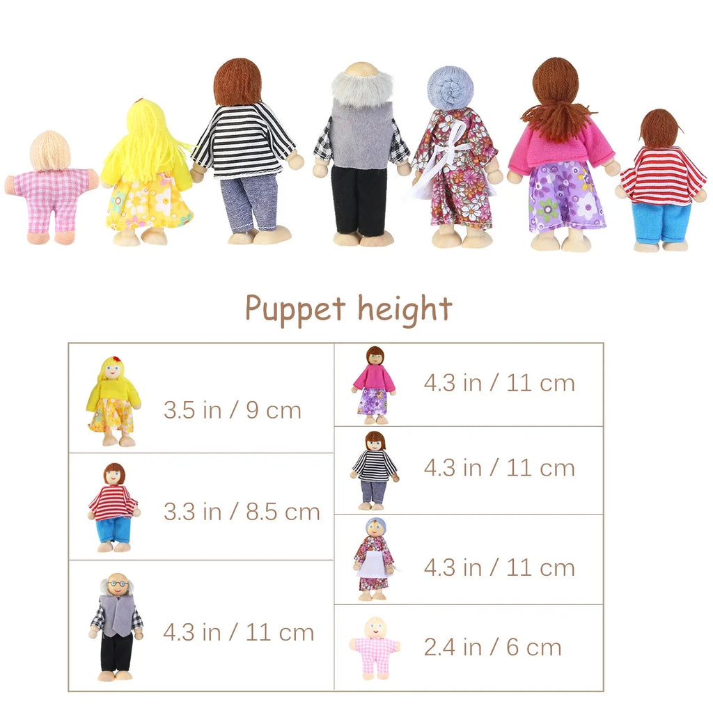 7pcs Wooden Dolls Pretend Play Set H2696