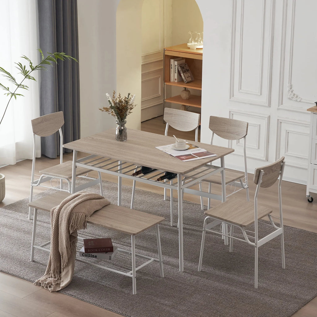 6-Piece Dining Room Set with 4 Chairs and 1 Bench X89290