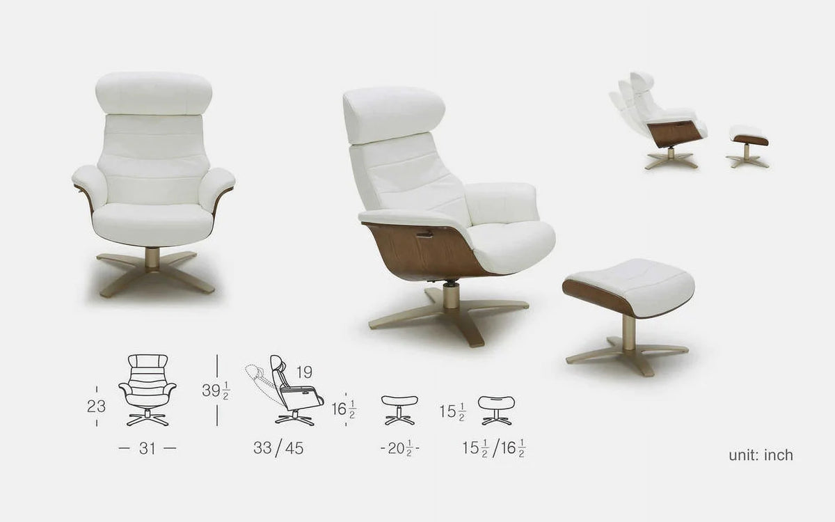 White Top Grain Italian Leather Chair M601202