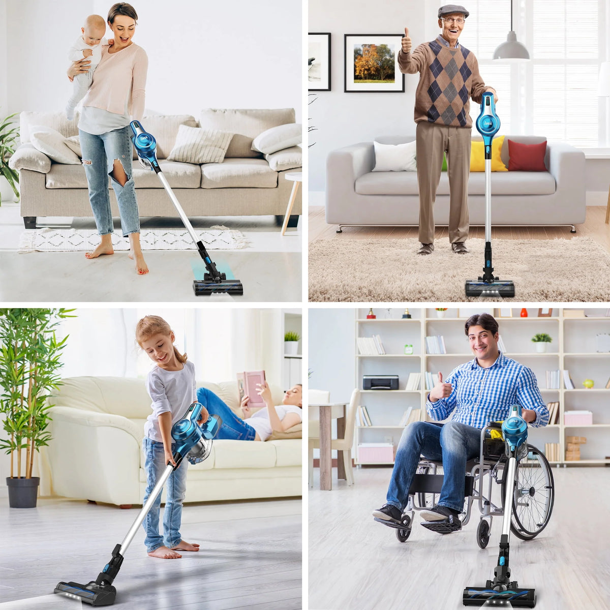 Cordless Vacuum Cleaner with 2 Batteries, 10-in-1 Lightweight Stick Vacuum Y363
