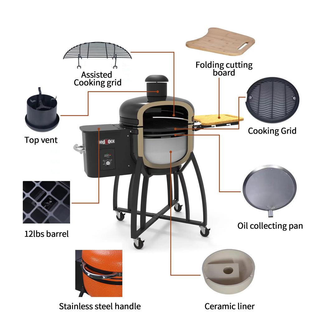 24" Ceramic Pellet Grill 4-in-1 G46046