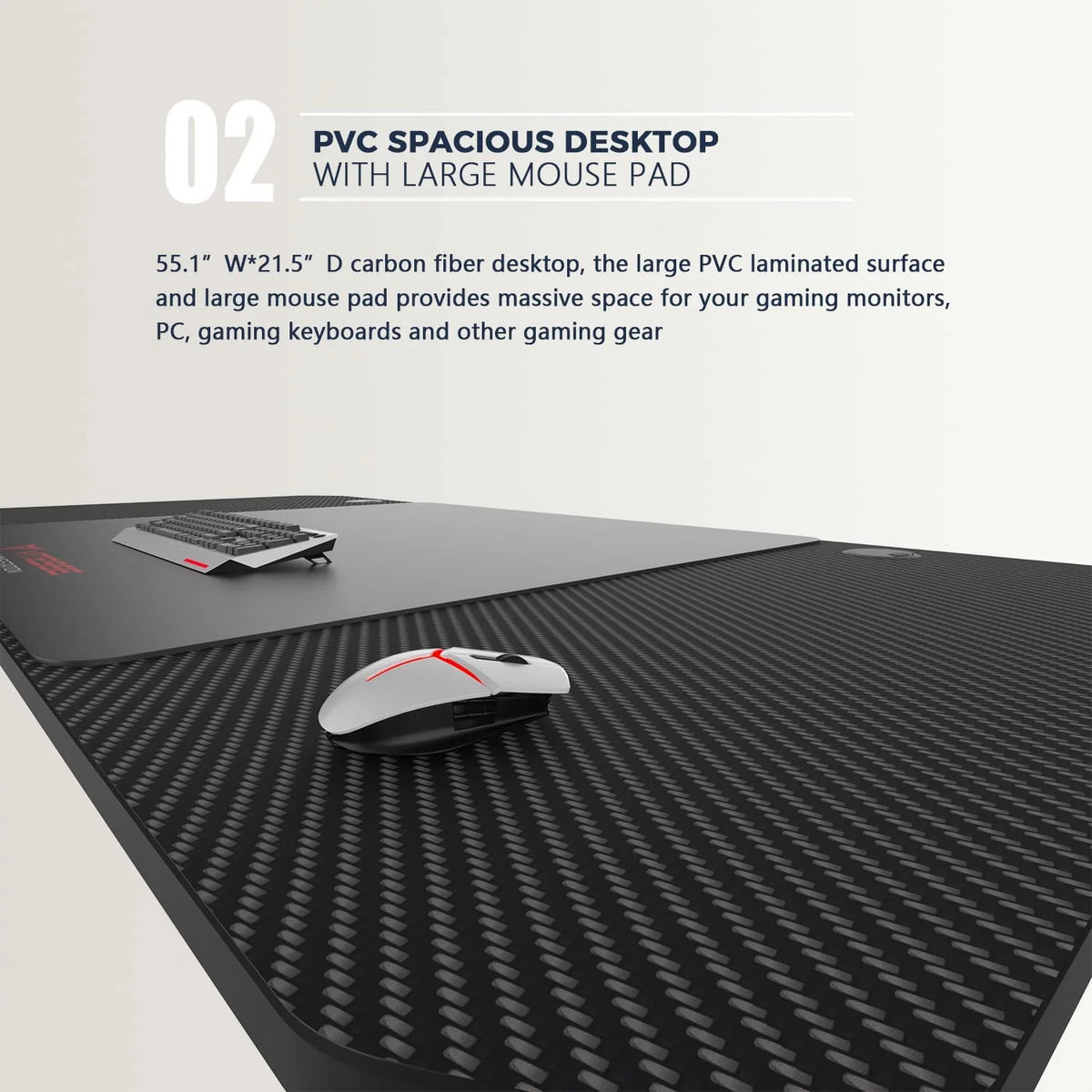 63 Inch Ergonomic Gaming Desk with Mouse Pad D370712