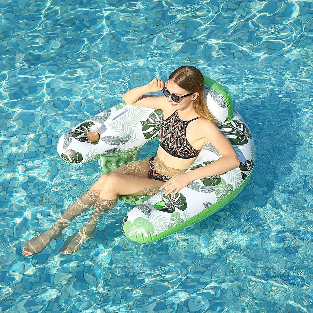 2 Pack Inflatable Pool Float Chair with Pump and Cup Holder H307660