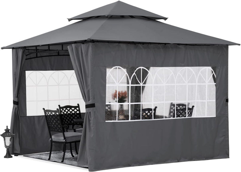 10’x12’ Dark Gray Gazebo with Sidewalls J34708