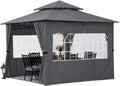 10’x12’ Dark Gray Gazebo with Sidewalls J34708
