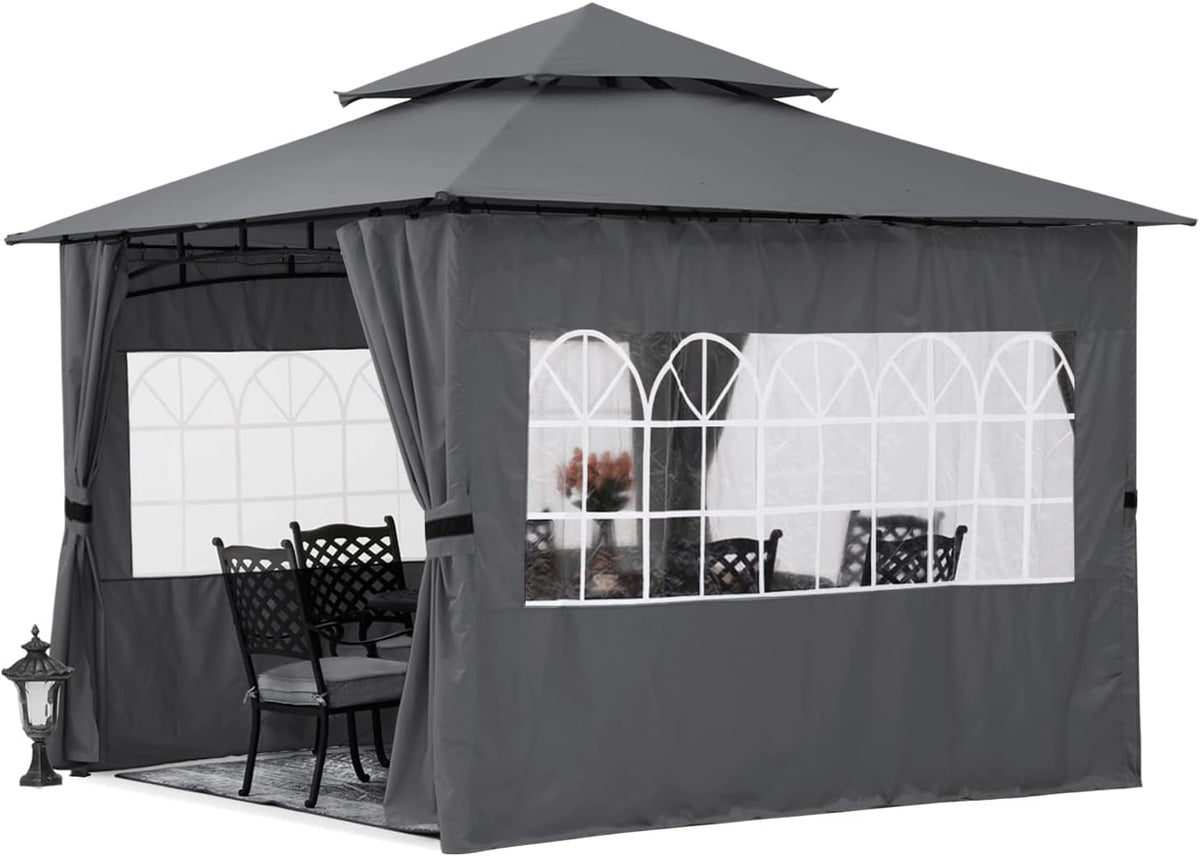 10’x12’ Dark Gray Gazebo with Sidewalls J34708