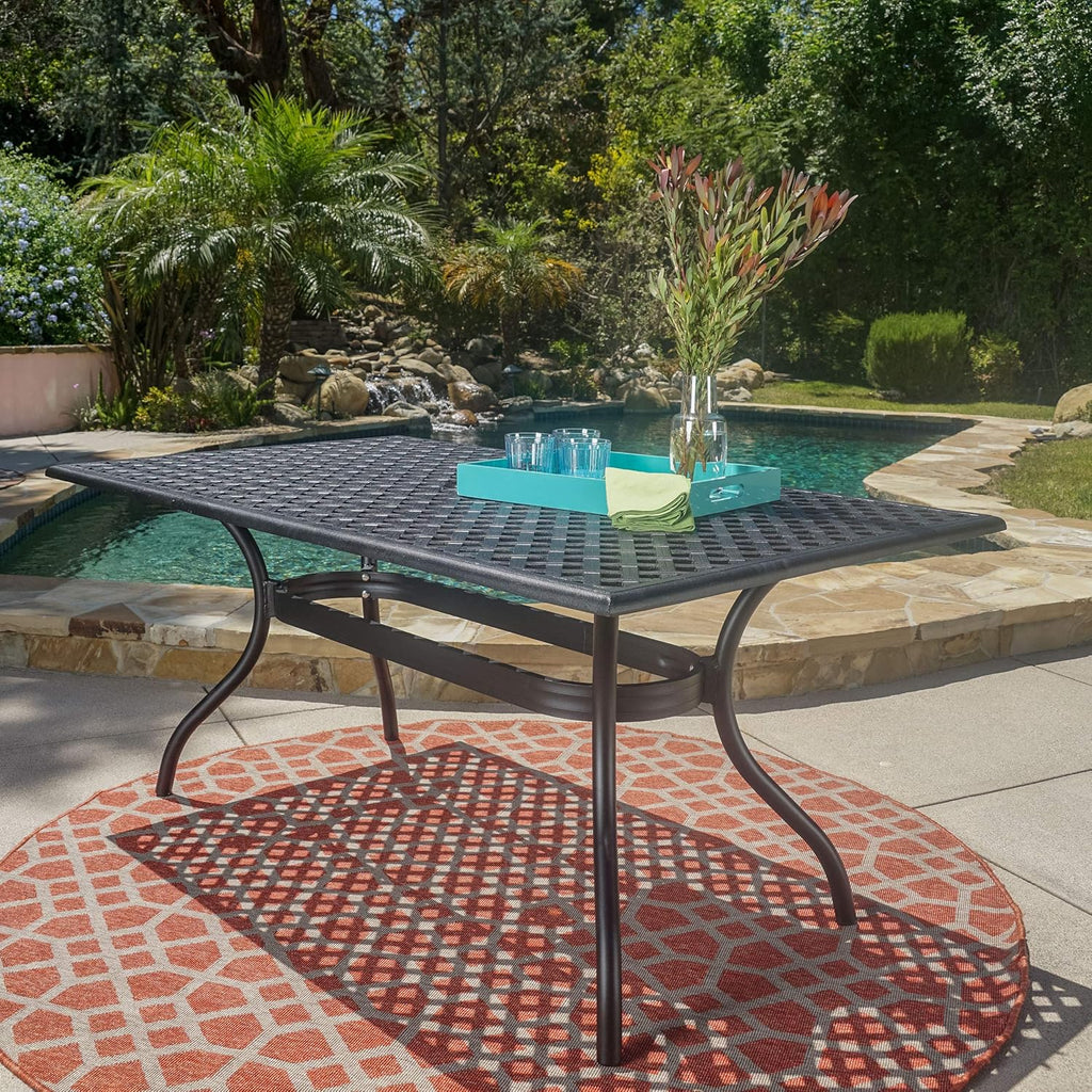 Black Sand Cast Aluminum Rectangle Table P488
