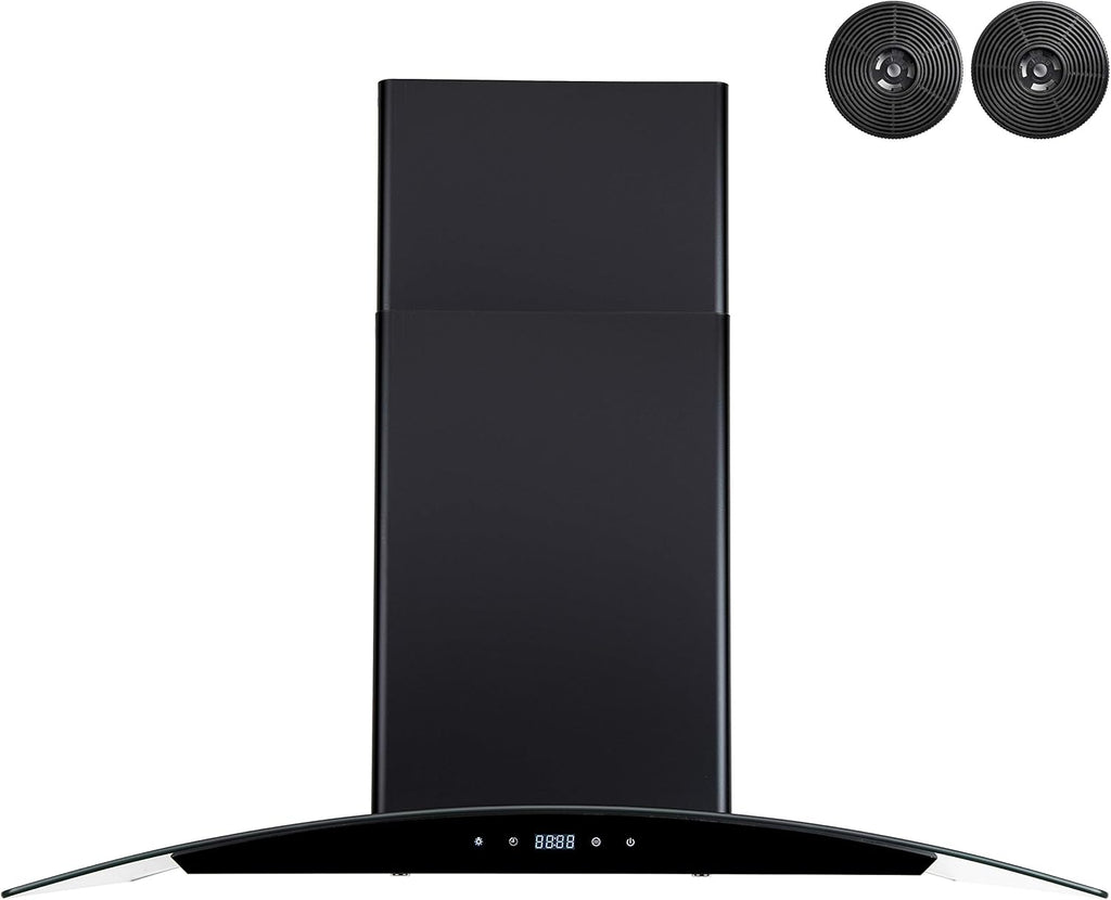 30 in Black Painted Stainless Steel Convertible Wall Mount Range Hood Y4638