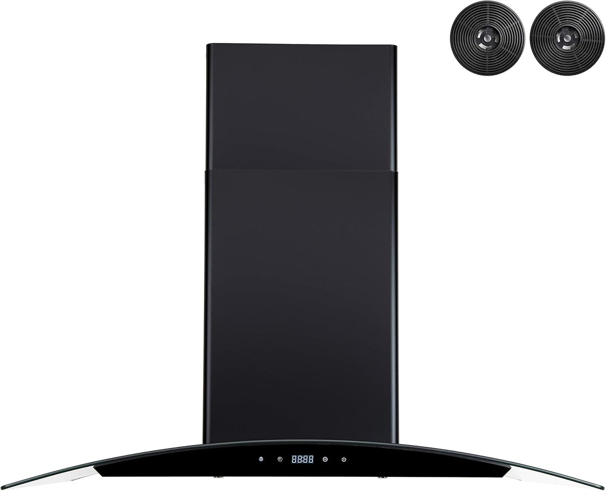 30 in Black Painted Stainless Steel Convertible Wall Mount Range Hood Y4638