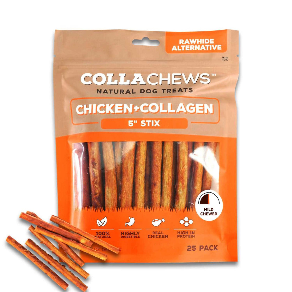 Beef Collagen Rawhide Free 5 Stix Dog Treat B3410