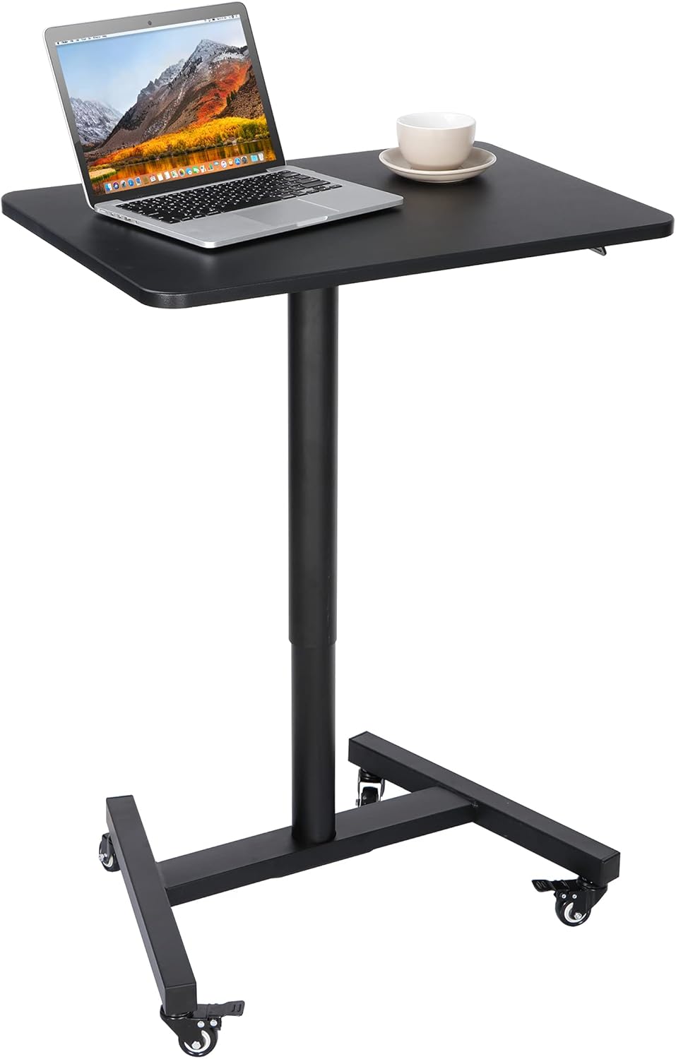 28 Inch Pneumatic Height Adjustable White Standing Desk Cart N237232