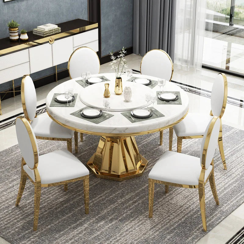 Marble Round Table with Turntable O585