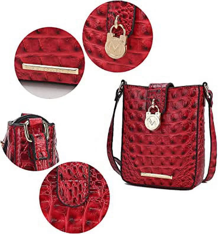 Faux Crocodile Embossed Vegan Leather Crossbody Bag K142