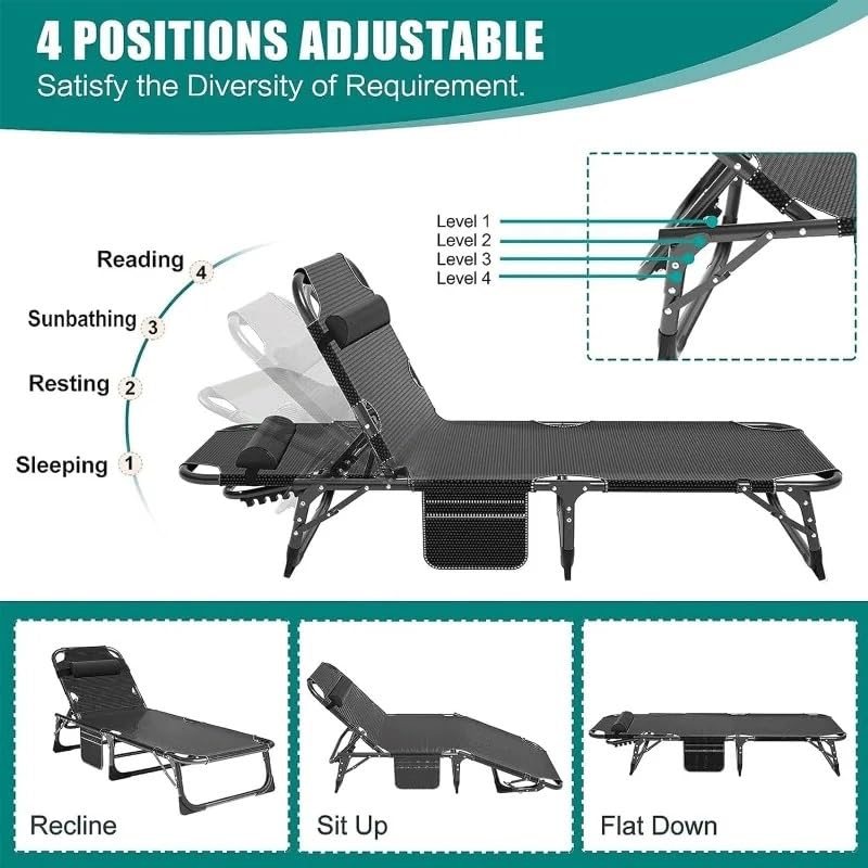 Heavy Duty Adjustable Folding Camping Cot with Mat J120070